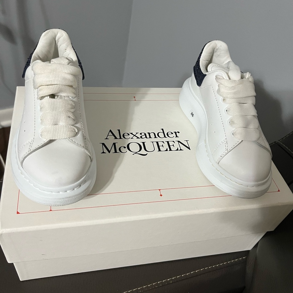 Alexander McQueen kids sneakers, size 26, blue and white